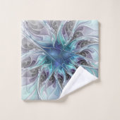 Abstracte matige bloem met blauw bad handdoek (Wasdoekje)