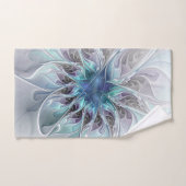 Abstracte matige bloem met blauw bad handdoek (Handdoek)