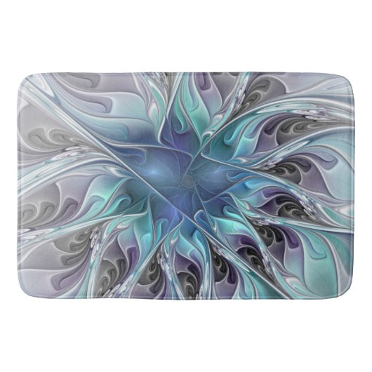 Abstracte matige bloem met blauw badmat (Voorkant)