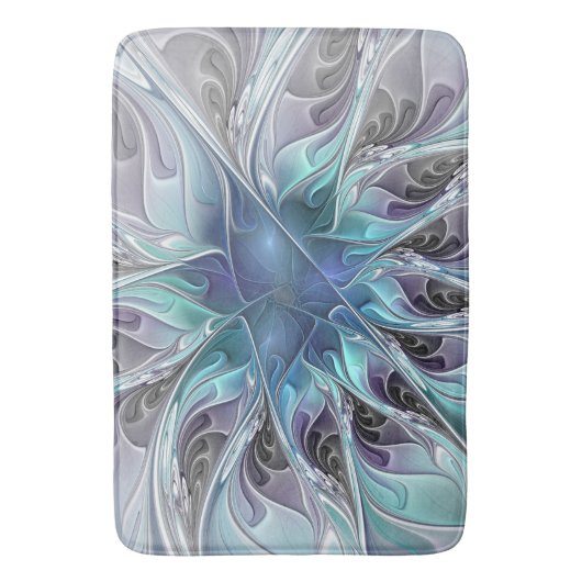 Abstracte matige bloem met blauw badmat (Voorkant Verticaal)