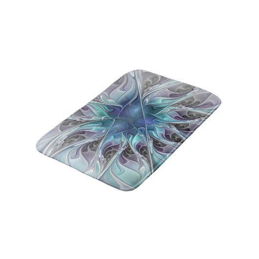 Abstracte matige bloem met blauw badmat (Gekanteld)