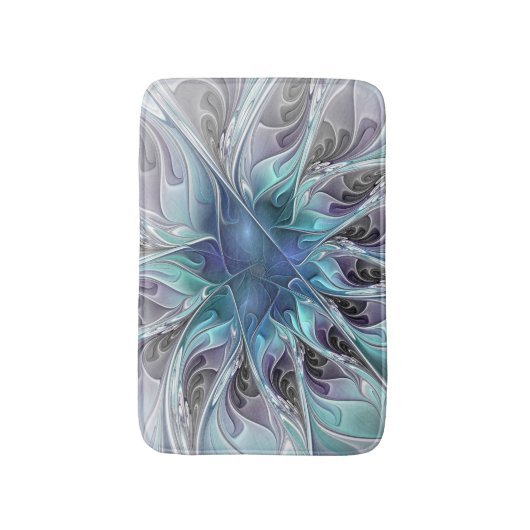 Abstracte matige bloem met blauw badmat (Voorkant Verticaal)