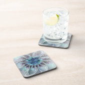 Abstracte matige bloem met blauw bier onderzetter (Rechterzijde)