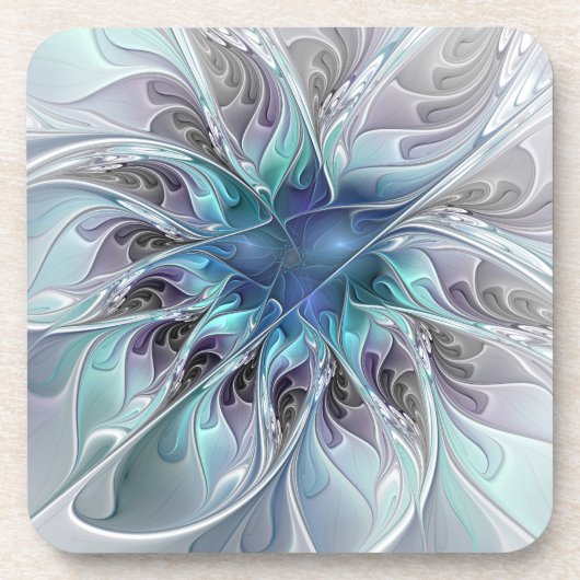 Abstracte matige bloem met blauw bier onderzetter (Voorkant)