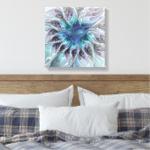 Abstracte matige bloem met blauw canvas afdruk (Insitu (Slaapkamer))