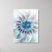 Abstracte matige bloem met blauw canvas afdruk (Voorkant)