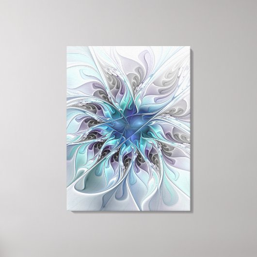 Abstracte matige bloem met blauw canvas afdruk (Voorkant)