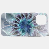 Abstracte matige bloem met blauw Case-Mate iPhone case (Achterkant (horizontaal))