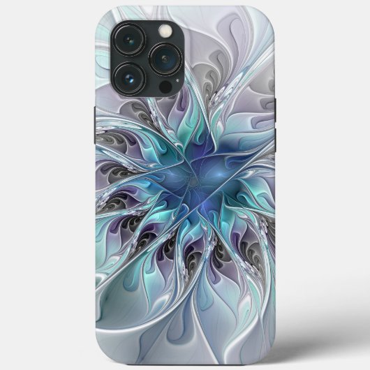 Abstracte matige bloem met blauw Case-Mate iPhone case (Achterkant)