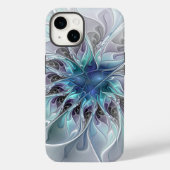 Abstracte matige bloem met blauw Case-Mate iPhone case (Achterkant)