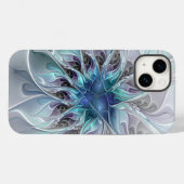 Abstracte matige bloem met blauw Case-Mate iPhone case (Achterkant (horizontaal))
