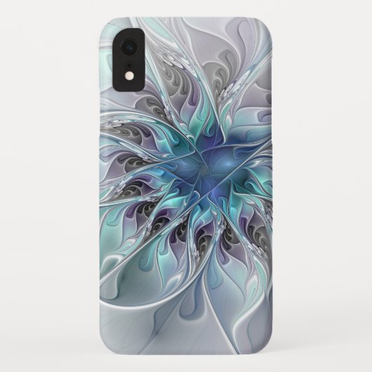 Abstracte matige bloem met blauw Case-Mate iPhone case (Achterkant)