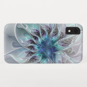 Abstracte matige bloem met blauw Case-Mate iPhone case (Achterkant (horizontaal))