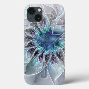 Abstracte matige bloem met blauw Case-Mate iPhone case