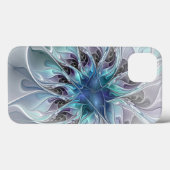 Abstracte matige bloem met blauw Case-Mate iPhone case (Achterkant (horizontaal))