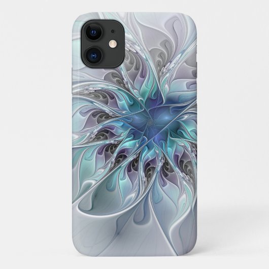 Abstracte matige bloem met blauw Case-Mate iPhone case (Achterkant)