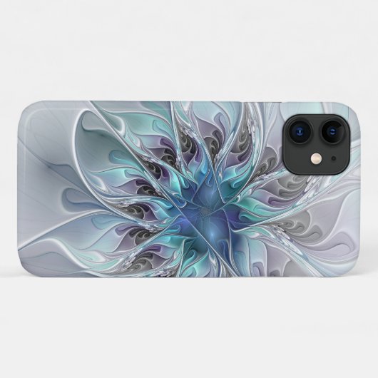 Abstracte matige bloem met blauw Case-Mate iPhone case (Achterkant (horizontaal))