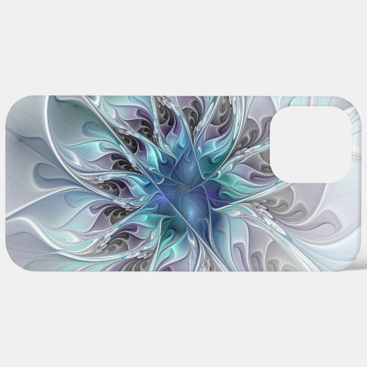 Abstracte matige bloem met blauw Case-Mate iPhone case (Achterkant (horizontaal))