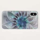 Abstracte matige bloem met blauw Case-Mate iPhone case (Achterkant (horizontaal))