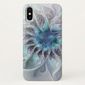 Abstracte matige bloem met blauw Case-Mate iPhone case (Achterkant)