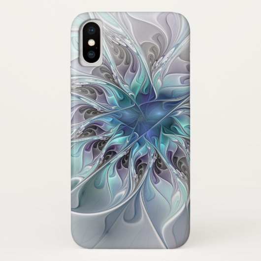 Abstracte matige bloem met blauw Case-Mate iPhone case (Achterkant)