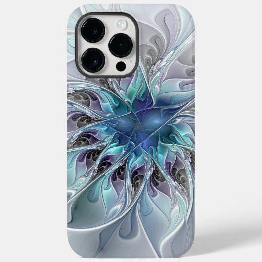 Abstracte matige bloem met blauw Case-Mate iPhone case (Achterkant)