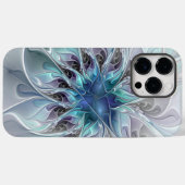 Abstracte matige bloem met blauw Case-Mate iPhone case (Achterkant (horizontaal))