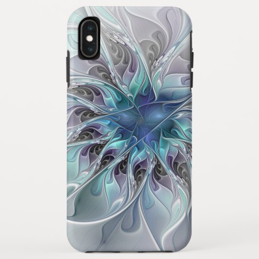 Abstracte matige bloem met blauw Case-Mate iPhone case (Achterkant)