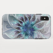 Abstracte matige bloem met blauw Case-Mate iPhone case (Achterkant (horizontaal))