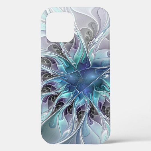 Abstracte matige bloem met blauw Case-Mate iPhone case (Achterkant)