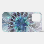 Abstracte matige bloem met blauw Case-Mate iPhone case (Achterkant (horizontaal))