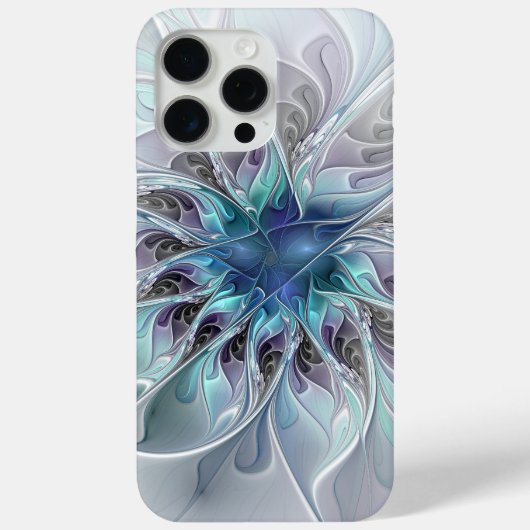 Abstracte matige bloem met blauw Case-Mate iPhone case (Achterkant)