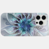 Abstracte matige bloem met blauw Case-Mate iPhone case (Achterkant (horizontaal))