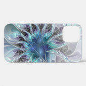 Abstracte matige bloem met blauw Case-Mate iPhone case (Achterkant (horizontaal))