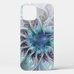Abstracte matige bloem met blauw Case-Mate iPhone case