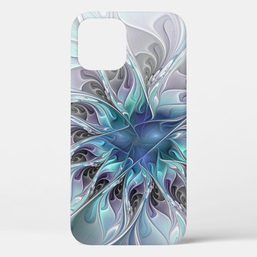 Abstracte matige bloem met blauw Case-Mate iPhone case (Achterkant)