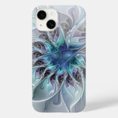 Abstracte matige bloem met blauw Case-Mate iPhone case (Achterkant)