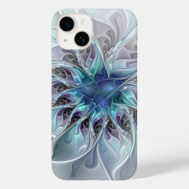 Abstracte matige bloem met blauw Case-Mate iPhone 14 hoesje