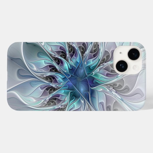 Abstracte matige bloem met blauw Case-Mate iPhone case (Achterkant (horizontaal))
