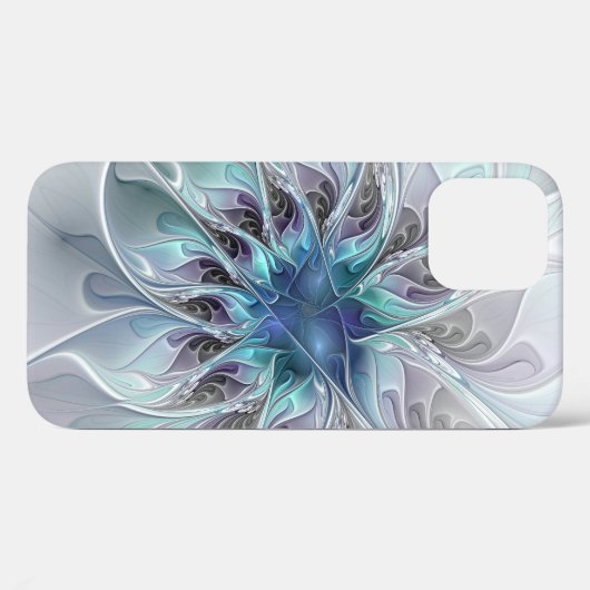 Abstracte matige bloem met blauw Case-Mate iPhone case (Achterkant (horizontaal))
