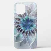 Abstracte matige bloem met blauw Case-Mate iPhone case (Achterkant)