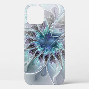Abstracte matige bloem met blauw Case-Mate iPhone case