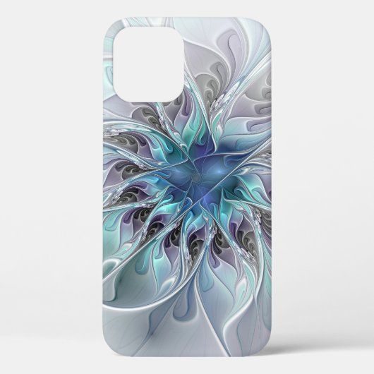 Abstracte matige bloem met blauw Case-Mate iPhone case (Achterkant)