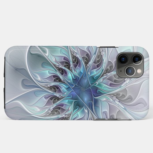 Abstracte matige bloem met blauw Case-Mate iPhone case (Achterkant (horizontaal))