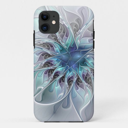 Abstracte matige bloem met blauw Case-Mate iPhone case (Achterkant)