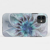 Abstracte matige bloem met blauw Case-Mate iPhone case (Achterkant (horizontaal))