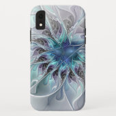 Abstracte matige bloem met blauw Case-Mate iPhone case (Achterkant)