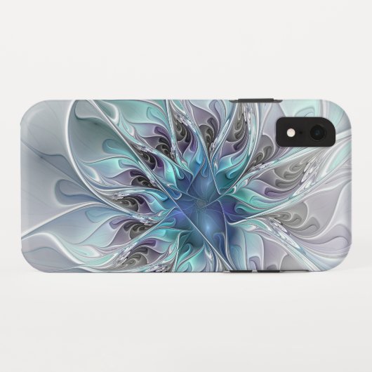 Abstracte matige bloem met blauw Case-Mate iPhone case (Achterkant (horizontaal))