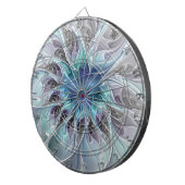 Abstracte matige bloem met blauw dartbord (Voorkant Rechts)