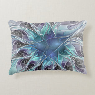 Abstracte matige bloem met blauw decoratief kussen